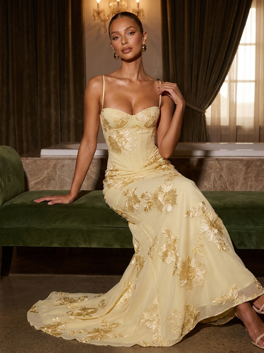 Anastasia Corset Maxi Dress Wedding Guest Women's UK - seated_elegance