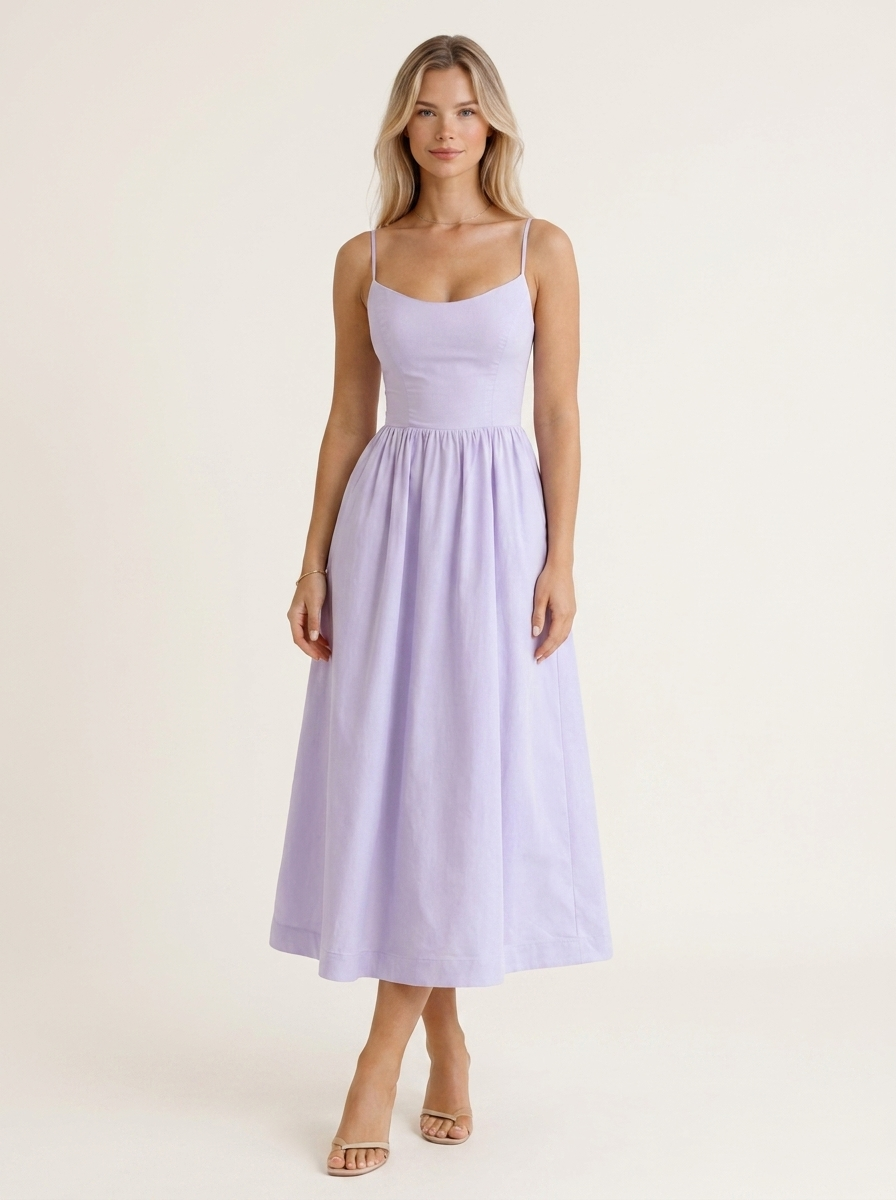 Aurevia A Line Midi Dress Wedding Guest Women's UK - studio_main_purple