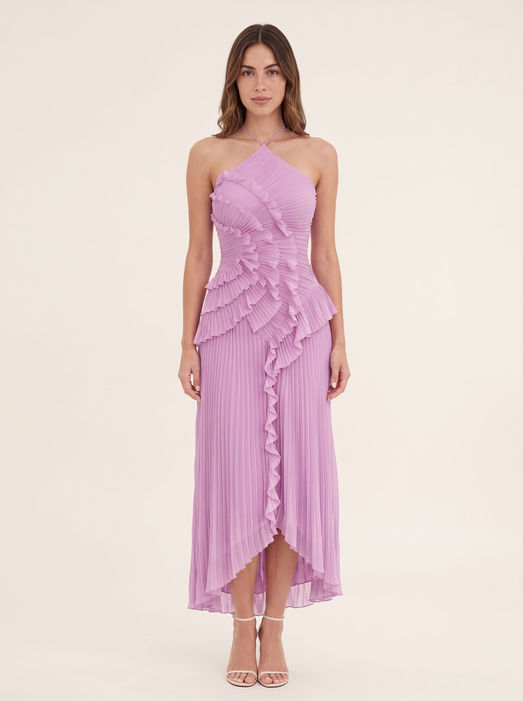 Imogen Pink Halter Backless Maxi Dress Wedding Guest Women's UK