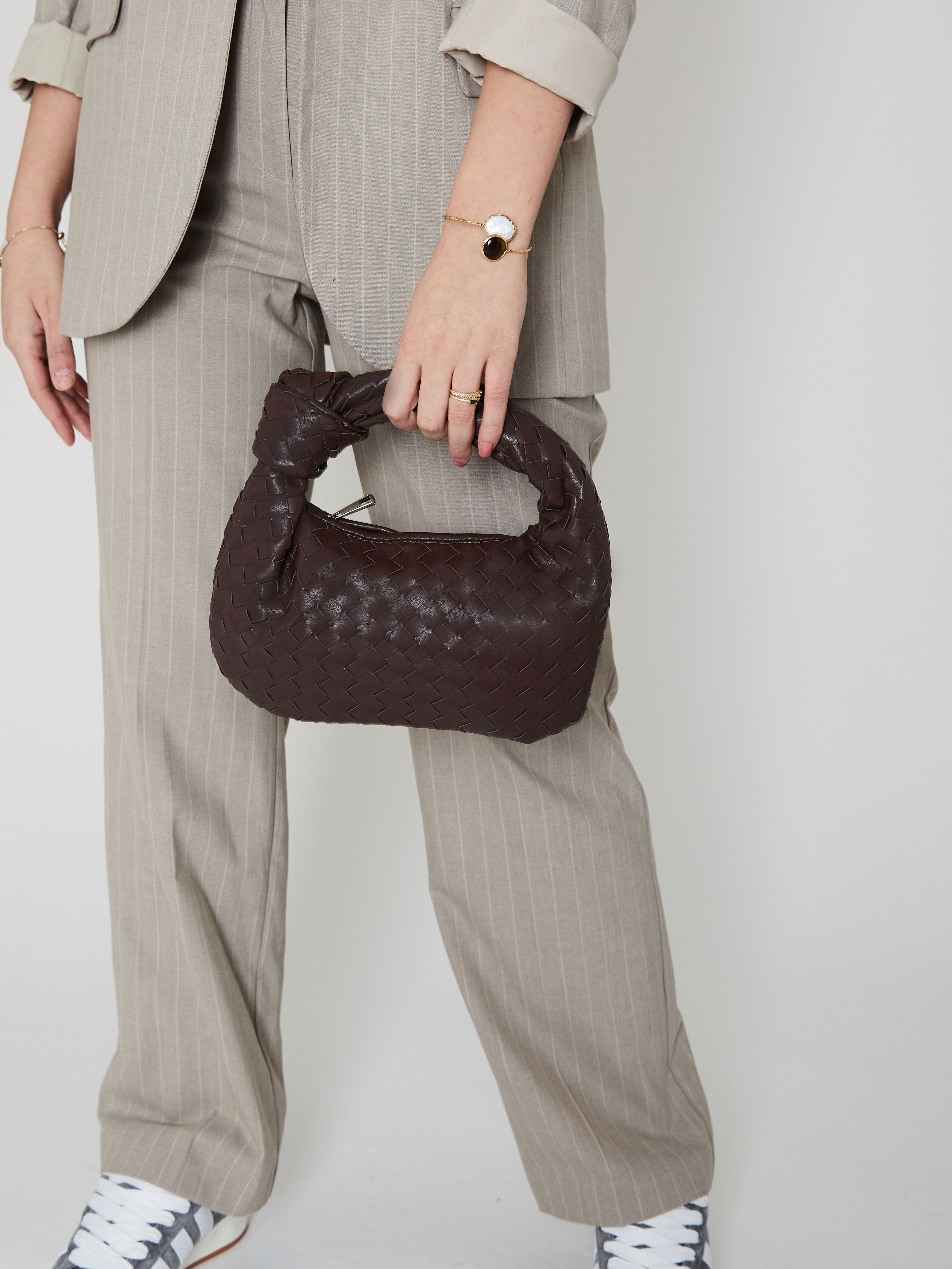 Silva | Women's Hand-Woven Vegan Leather Mini Handle Bag for Everyday & Evening