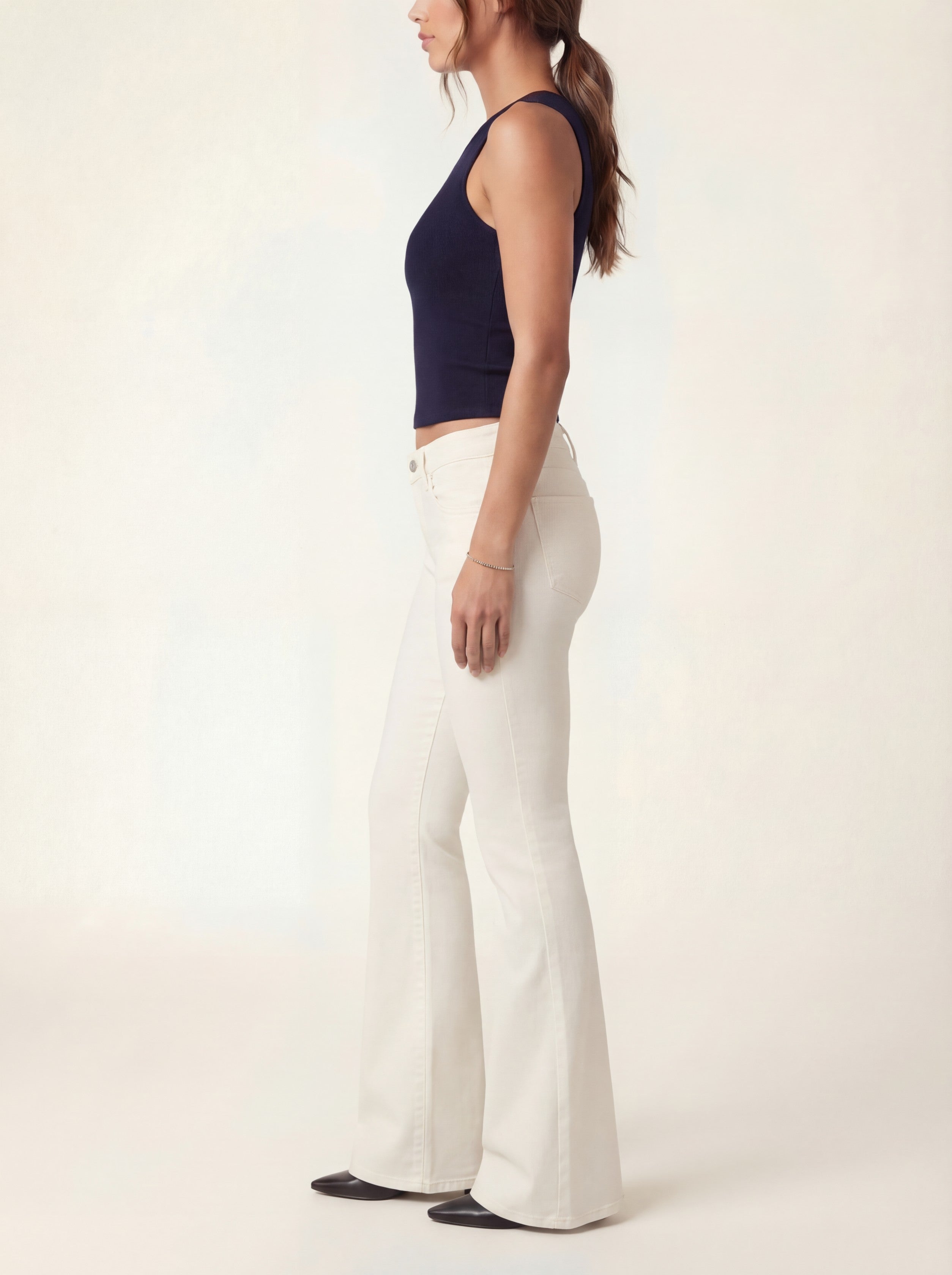 Amara Flare Denim Jeans - Vanilla