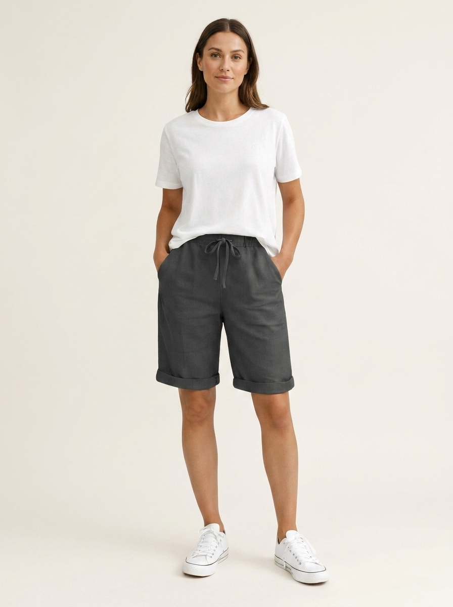 Aveline Wide Leg Linen Trousers Summer Casual Women's UK - studio_main_black